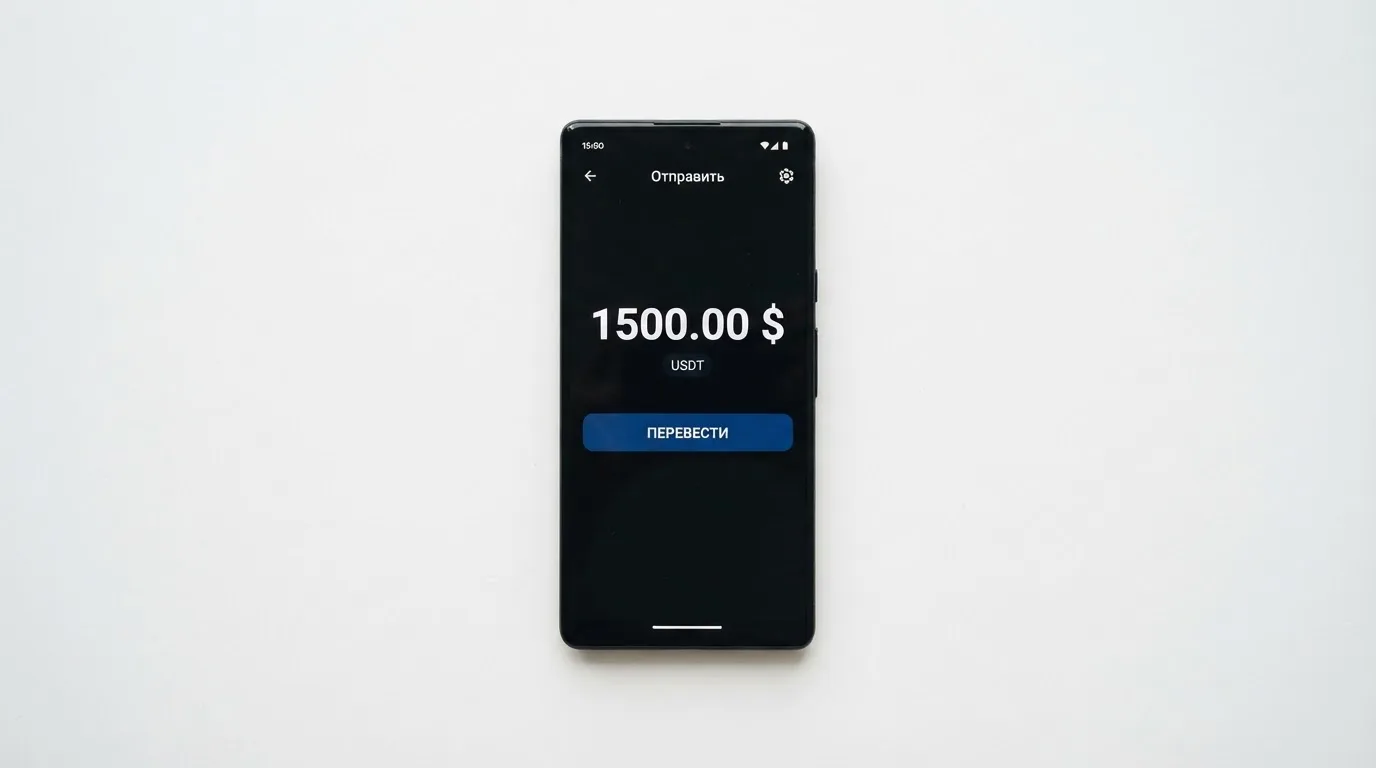 Телефон с экраном перевода стейблкоина