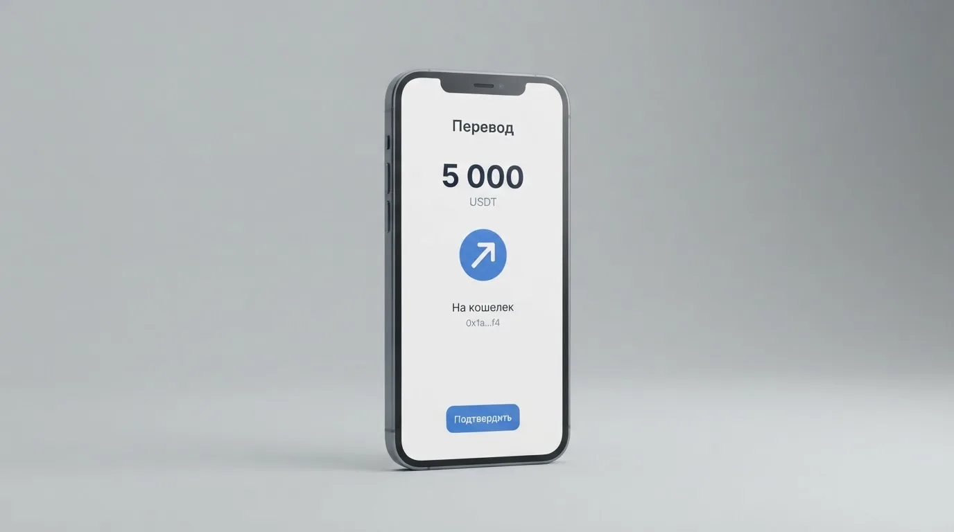 Телефон с экраном перевода стейблкоина